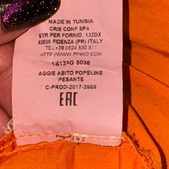 PINKO women’s Aggie Colorblock pink & orange off the shoulder midi Dress size 8 - Picture 10 of 10